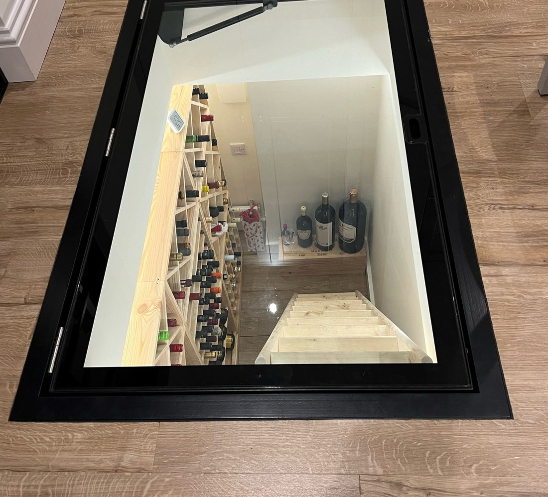 Hinged Glass Wine Cellar Door in a Converted Coal Store - Supply Only