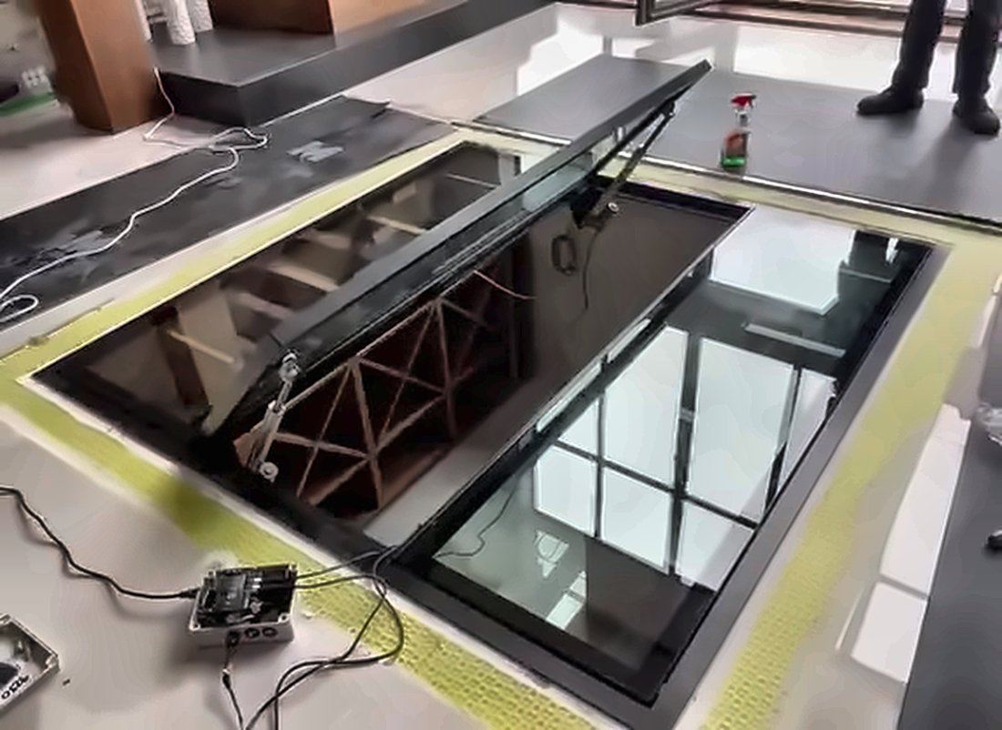Electric Hinged Walk-On Glass Floor & Wine Cellar Door, Swindon