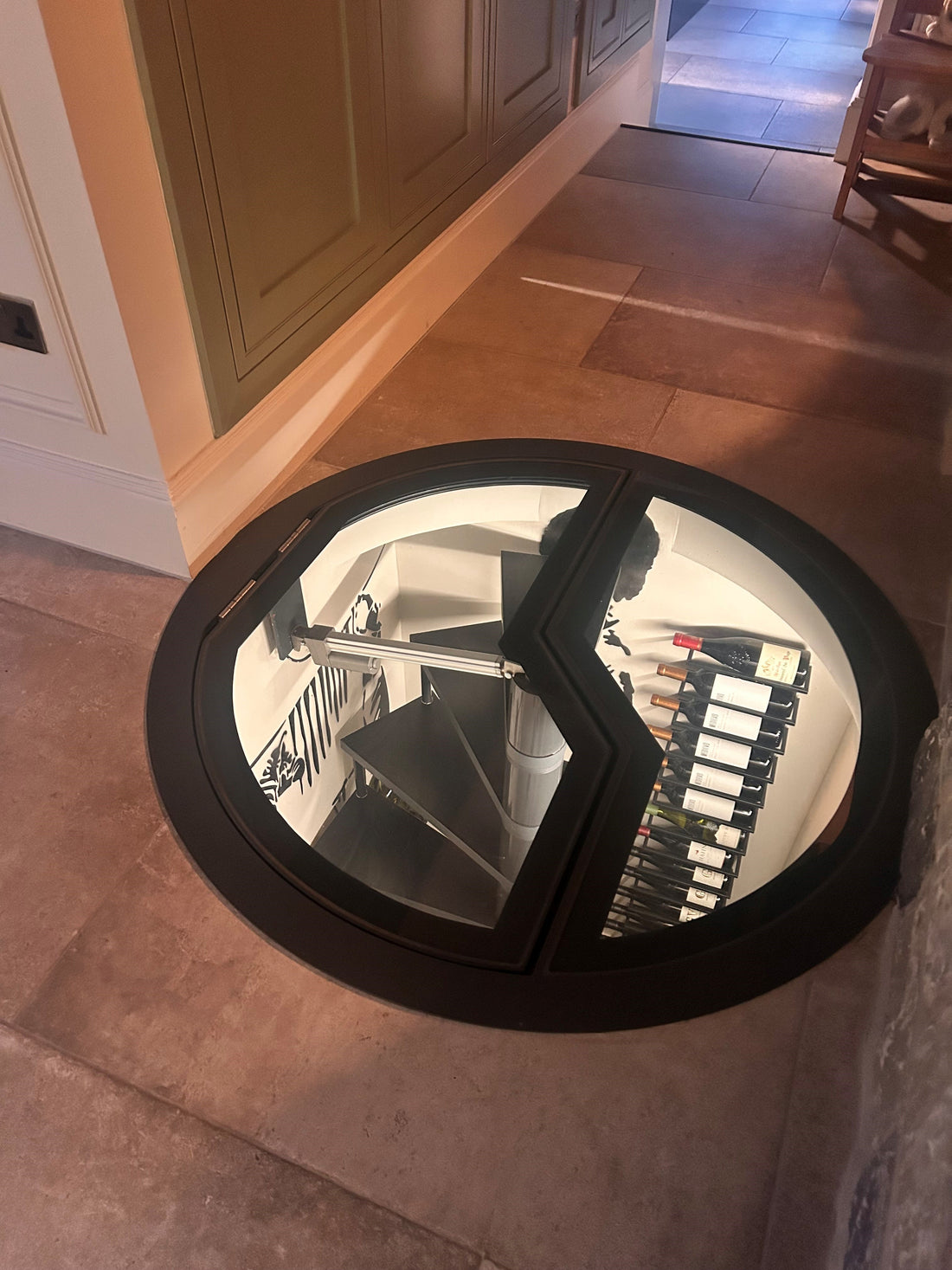 Custom Circular Electric Wine Cellar Door - Sheffield Installation