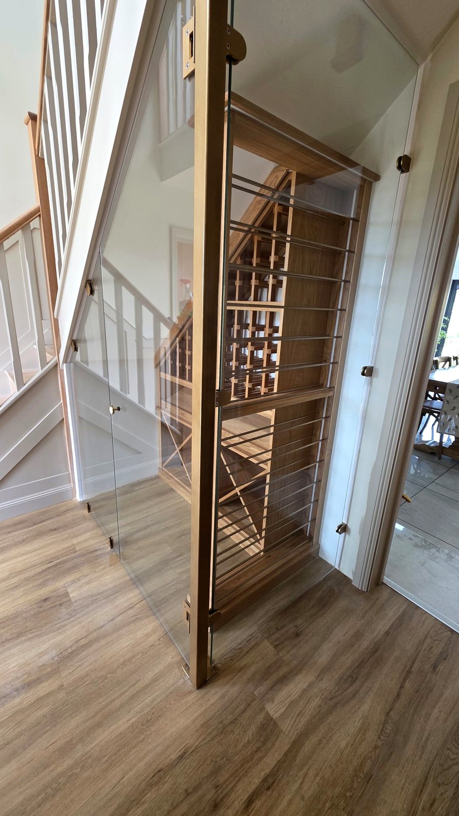 Under-Stairs Wine Store Glass Doors with Brass Fittings - Warrington