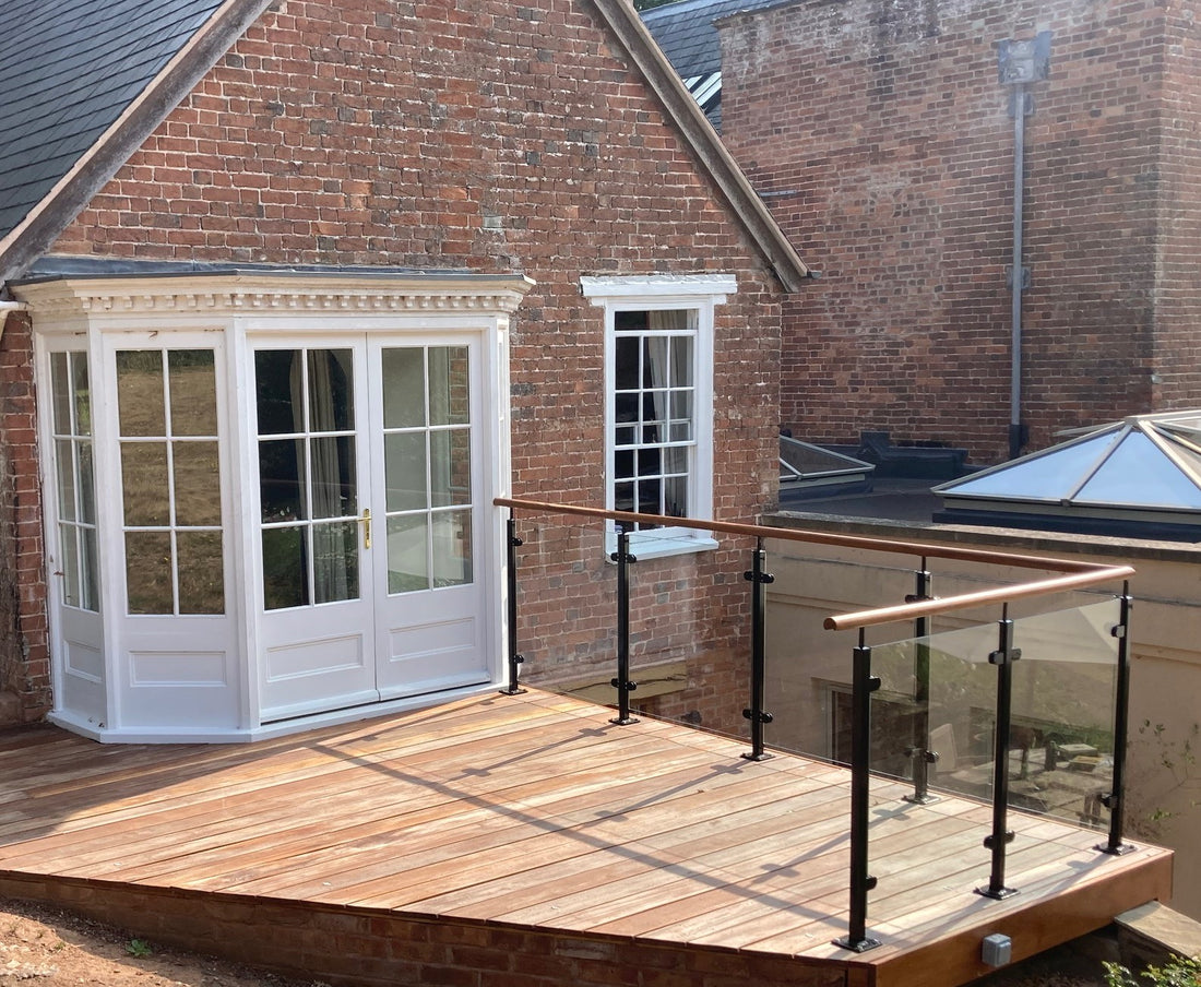 Steel, Glass & Iroko Hardwood Balustrade (Exeter)