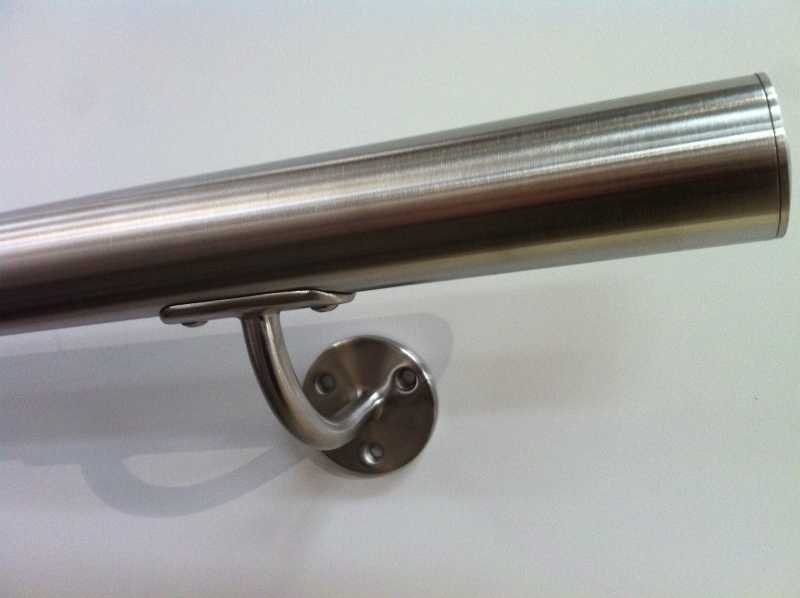 Stainless steel wall mounted handrail on brackets