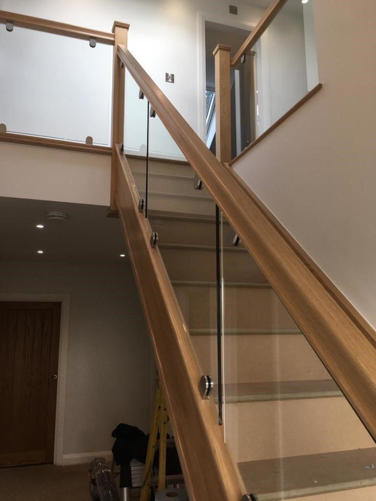 10mm clear toughened glass to a staircase balustrade