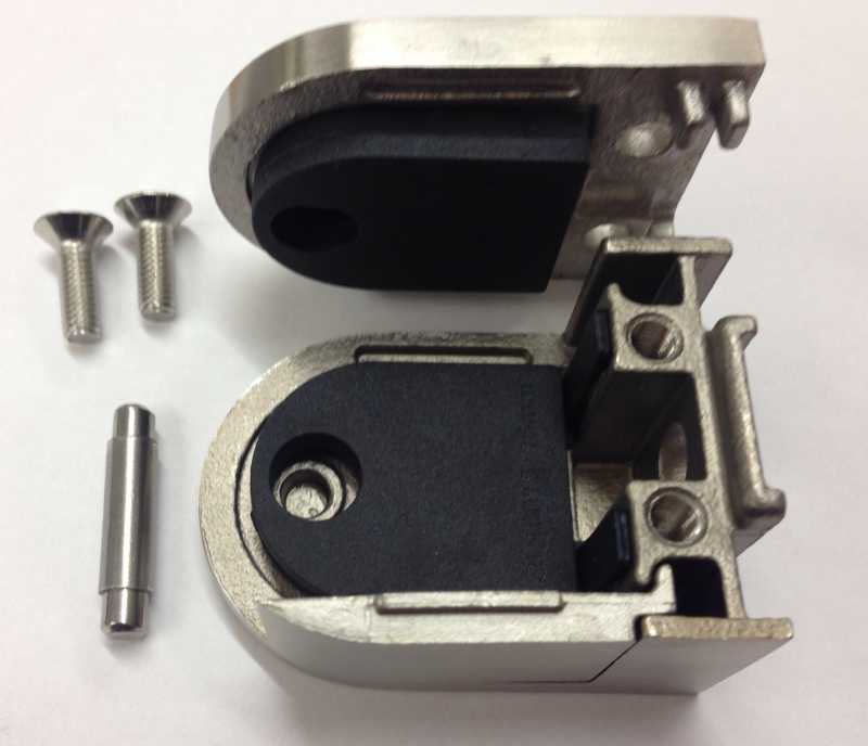 15mm glass clamp shown open with the rubber inserts visible