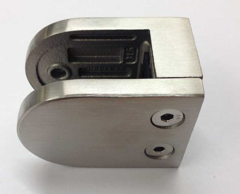 15mm 316 stainless steel glass clamp in brushed finish, side view