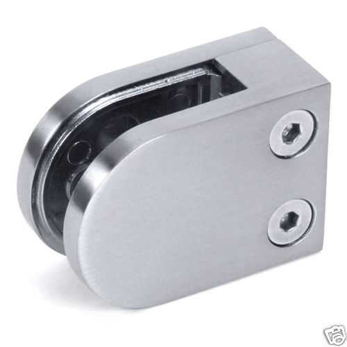 Plated steel glass clamp with a brushed stainless-look finish