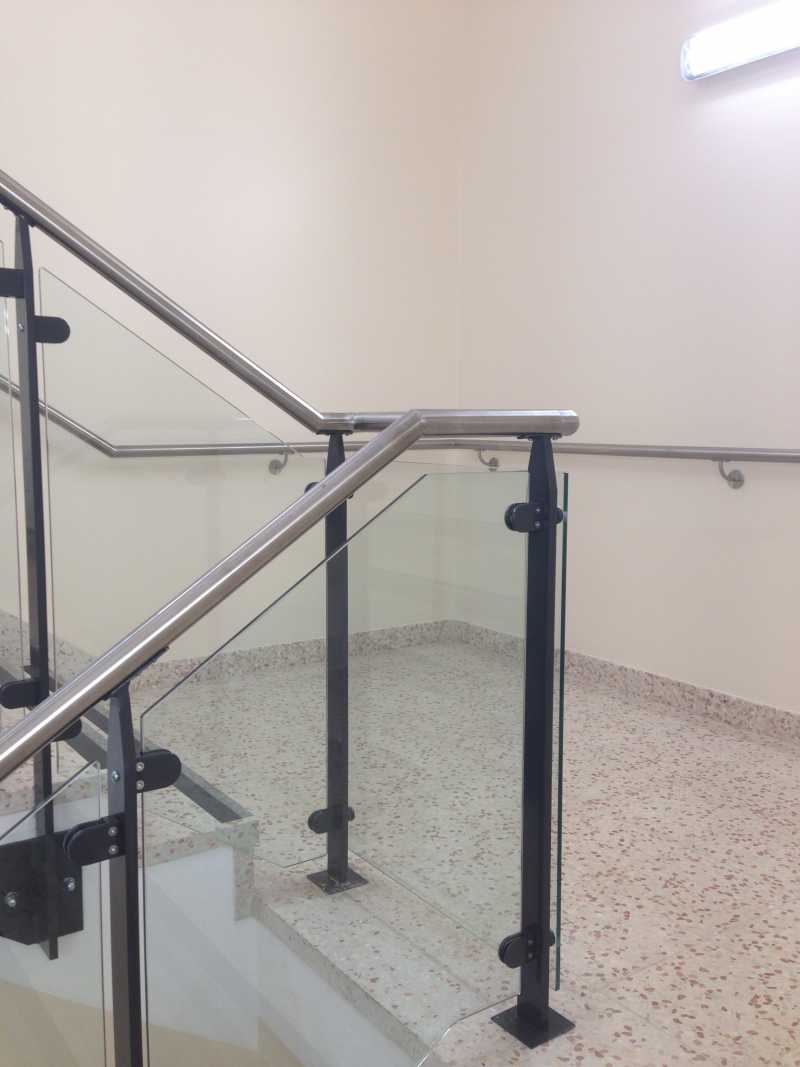 Commercial balustrade to stairs with a stainless handrail
