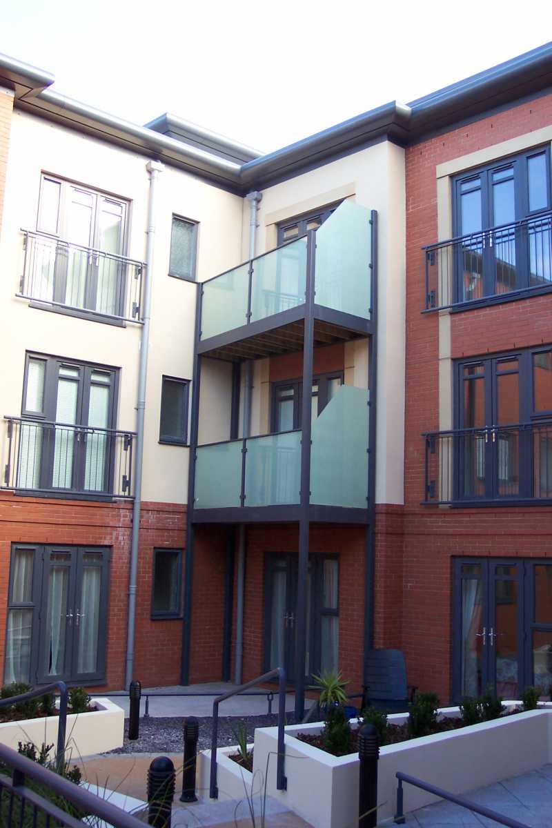Frosted 10mm toughened glass balustrade panel fitted