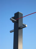 Modern style square section washing line pole with stainless cleat and washing line