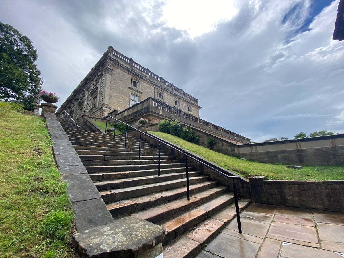 Powder coated handrails on posts at Nottingham Castle