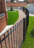Ball top steel railings to a front garden boundary