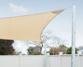 Shade sail tensioned from a heavy duty 60mm galvanised steel post against the sky
