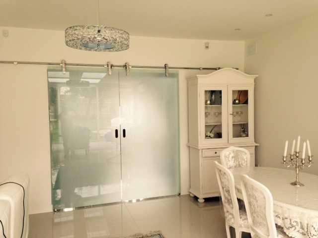 Frosted toughened glass in sliding kitchen doors