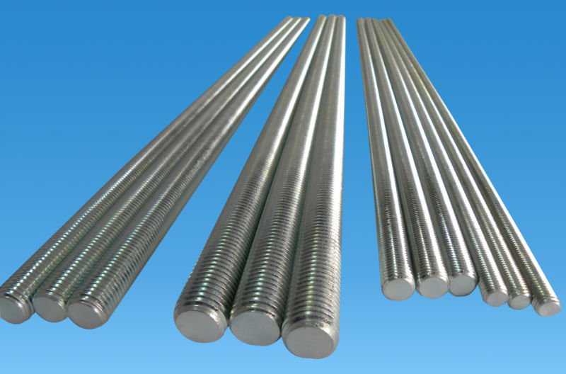 M10 threaded rod throughbolt with two hex nuts and large bearing washers