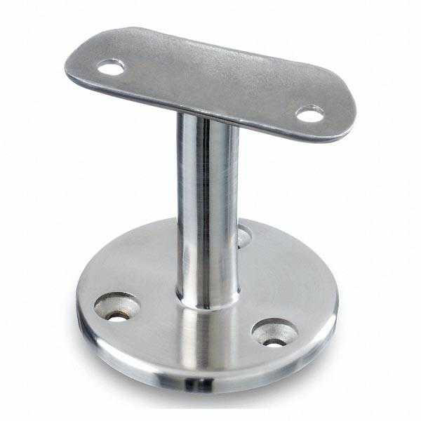 Brushed stainless steel upstand bracket with flat base plate and upright saddle