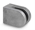 Galvanised Zintec steel glass clamp in its dull silver-grey coating
