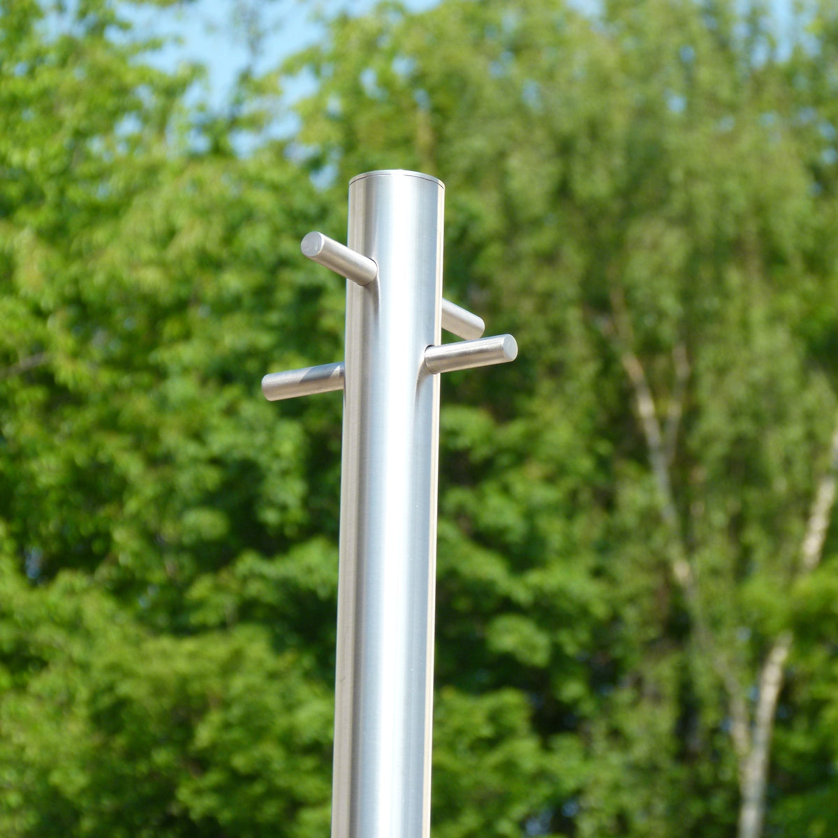 Brushed 316 stainless steel washing line pole with 12mm solid stainless tie-bars