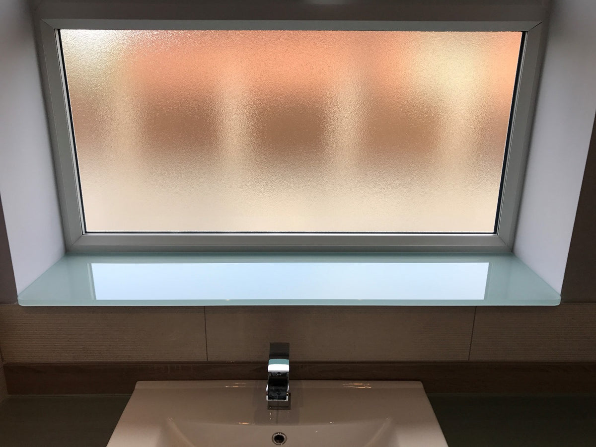 Dio-Met toughened glass window cill in 8mm clear or frosted glass