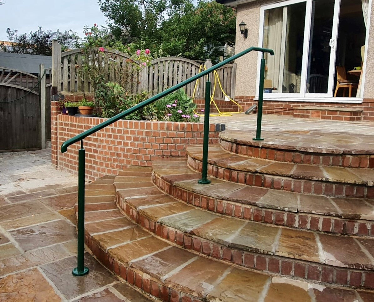 Galvanised and powder coated handrail on base plated posts