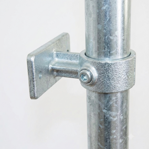 Galvanised tube wall clamp bracket for a washing line pole