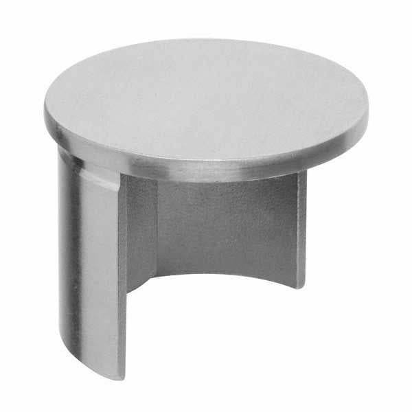 Brushed stainless steel slotted handrail end cap for frameless glass balustrades