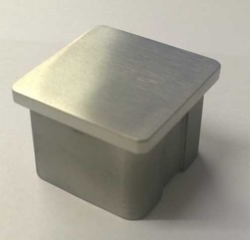 40mm square brushed stainless steel end cap for box section posts